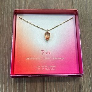 NWT A New Day Necklace Pink 14k Gold Dipped 16” + 3” Extender Affection. Love.